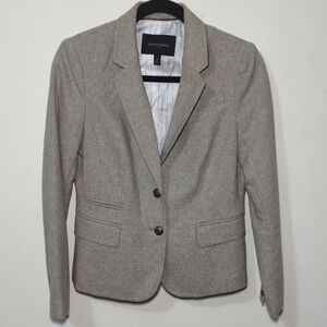Banana Republic Tan Tweed Blazer Herringbone Wool Blend Office Women's Size 4P